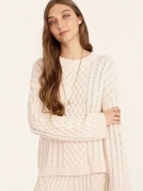 BOGO! J. Crew Cotton Cashmere Cable Knit Pullover Sweater Cream Small